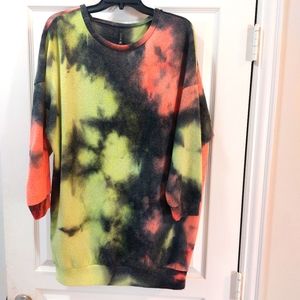 Goodtime USA Dye Pastel Sweatshirt Color Orange Neon Woman Large